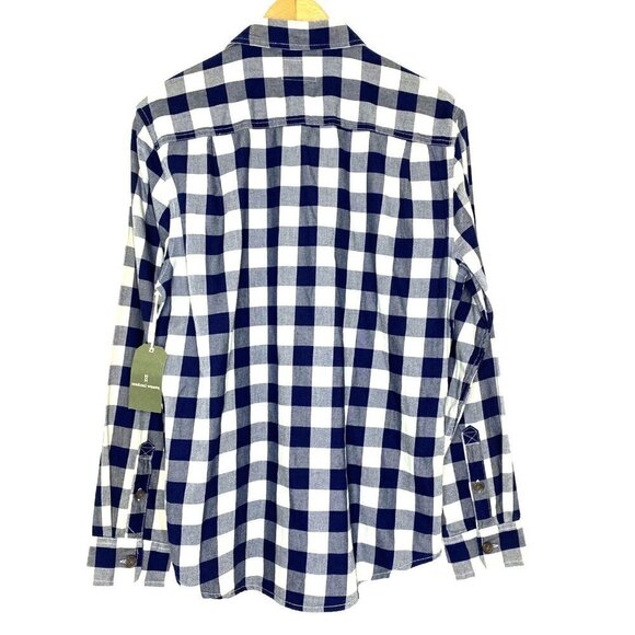 Mutual Weave Button Front Shirt Mens size Medium Long Sleeve Blue OW Plaid - Picture 2 of 10